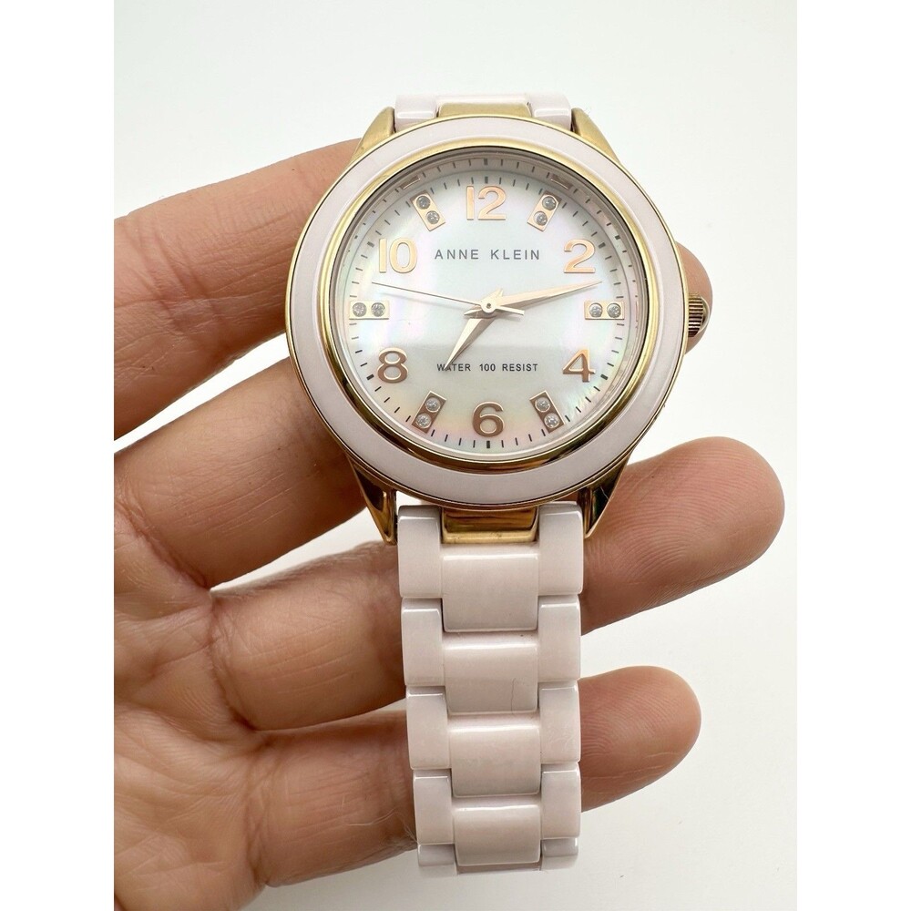 Women Anne Klein Blush Ceramic Mother-of-pearl Rose gold-Tone Watch